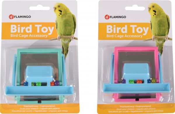 Огледало за папагали с кацалка 2 цвята Flamingo