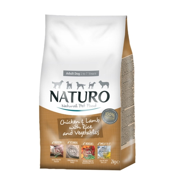 Naturo Adult Dog Dry Chicken & Lamb with Rice & Vegetables 2kg