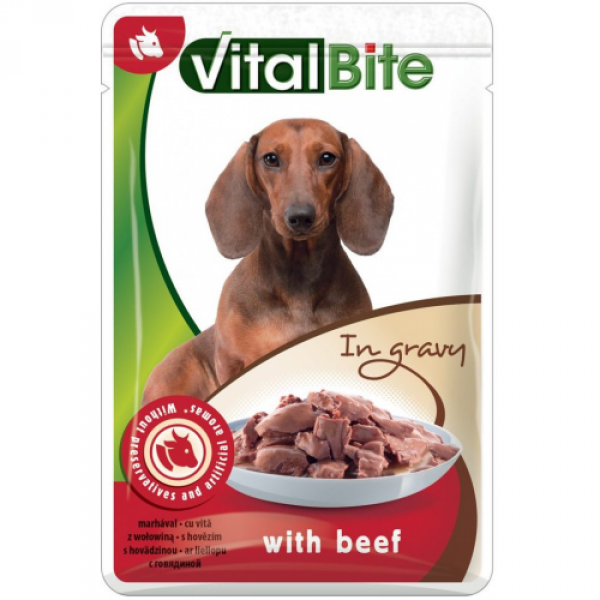 VitalBite пауч 85 гр за куче  с  говеждо