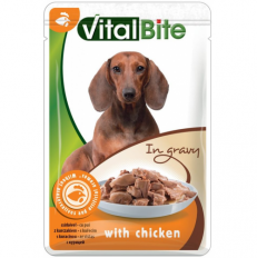 VitalBite пауч за куче  с пилешко и говеждо 85 гр